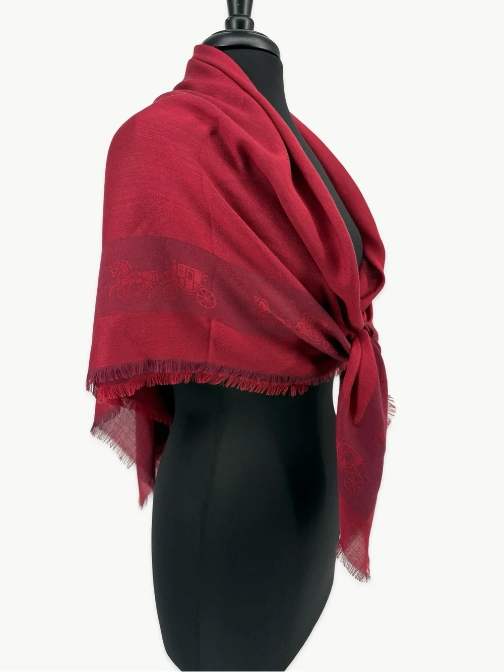 Coach Horse & Carriage Border Oversized Square Scarf 1941 Red NWT